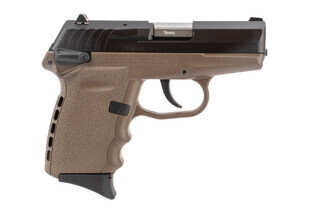 SCCY flat dark earth CPX-1 9mm pistol with fixed sights and 10-round capacity
